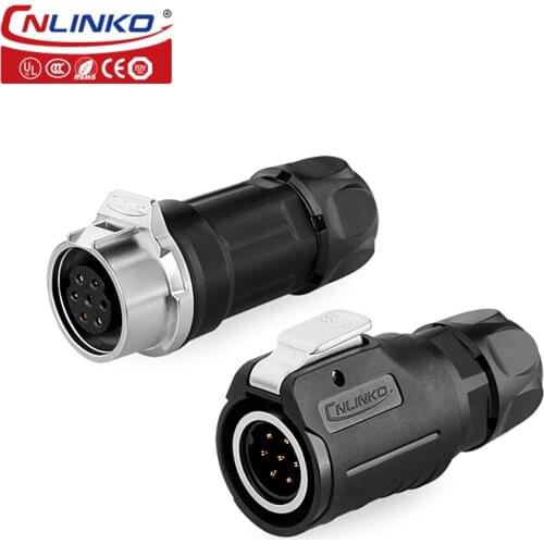 CNLINKO Outdoor Cables Connector Wire 7Pin 8Pin 9 Pin Male Female Black Plastic Round Led Light Making Fast Plug Mating Jack