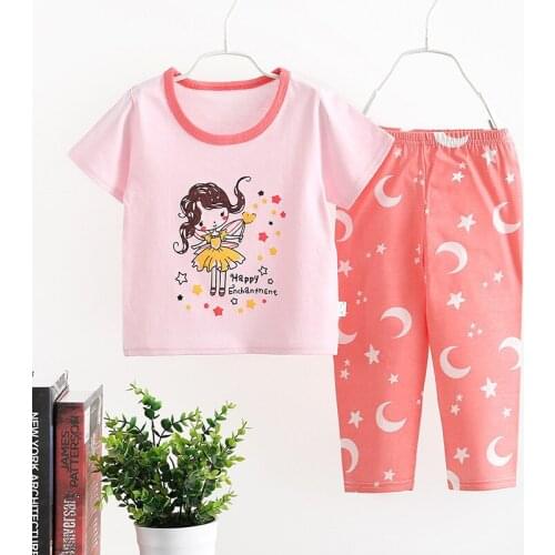 Baby Kids Pajamas Clothing Sets Children Autumn Girls Short Sleeve Pijamas Pants 2pcs Cotton Boys toddler clothes Sleepwear Suit