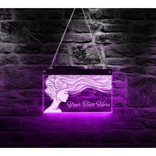 Long-haired Lady Custom Neon Light Sign Beauty Salon Barber Shop Advertisement Board Haircut Stylist Hairdresser Open Sign Led