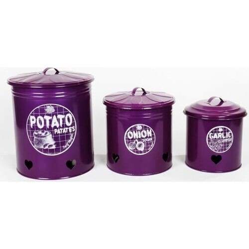 Housepack Dekorafit Metal Potato Onion Garlic Storage Container 3'lü