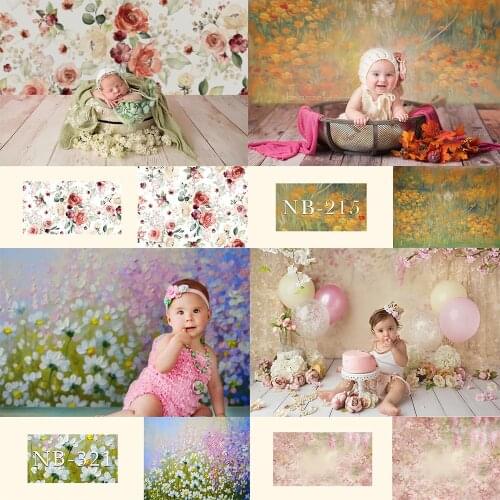 Oil painting floral photography backdrop flower portrait photo shoot background for photo booth studio newborn 1st birthday prop
