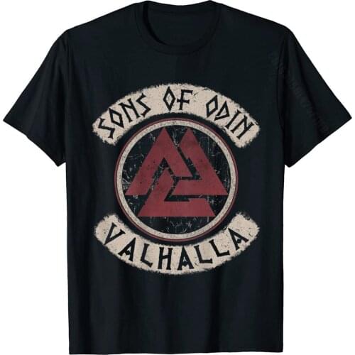 Sons Of Odin Valhalla Viking Norse T-Shirt (Back Print) Wholesale Mens Tshirts Printed On T Shirt Cotton Casual