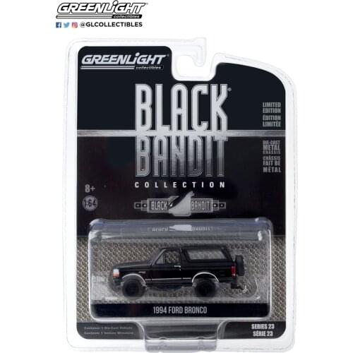 GreenLight 1:64 1994 Ford Bronco Black Alloy Metal Diecast Cars Model Toy Vehicles For Children Boy Toys gift