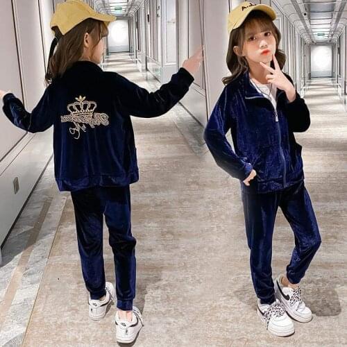 Girls Clothing Sets Fall Winter Clothes Children Kids Girls Boutique Velour Outfit Teen Zipper Tracksuit for 4 6 8 10 Years Old
