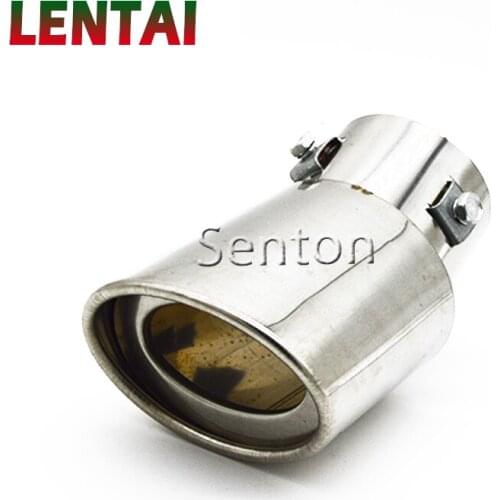 LENTAI Chrome Stainless Steel Automobiles Car Rear Round Exhaust Muffler Tip Modified Car Tail Throat Liner pipe Accessories