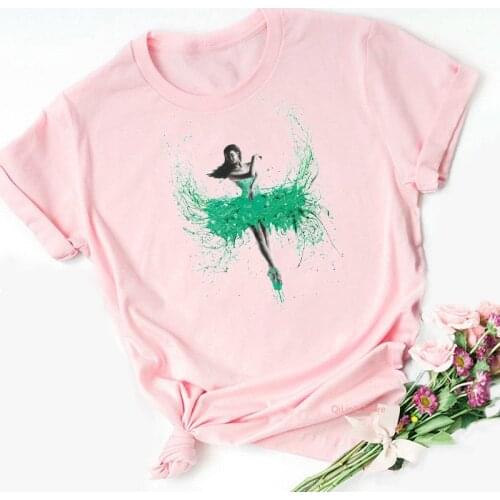 Summer 2020 vogue Emerald City Dancer Art t shirt women Pink Cute top Ballet Girl print friends birthday gift Euro size s-3xl