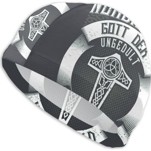 Mens Norse Swimming Cap Hammersbald Nordic God Viking Gift Vikings Bath Hats Swimwear For Swimming in the Pool