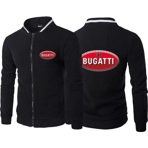 Spring and Autumn Bugatti Car Logo Mens Hoodies Sweatshirt Pullovers Hooded Coats Jacket Tops Fashion Outwear