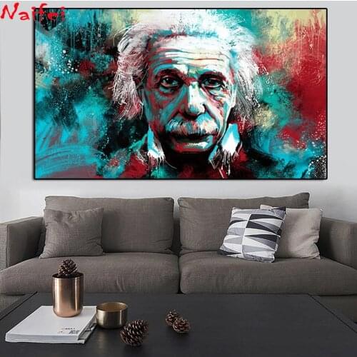 5D DIY Diamond Painting Modern Graffiti Portrait Art Diamond Embroidery Albert Einstein Cross Stitch Kit Mosaic Home Decoration