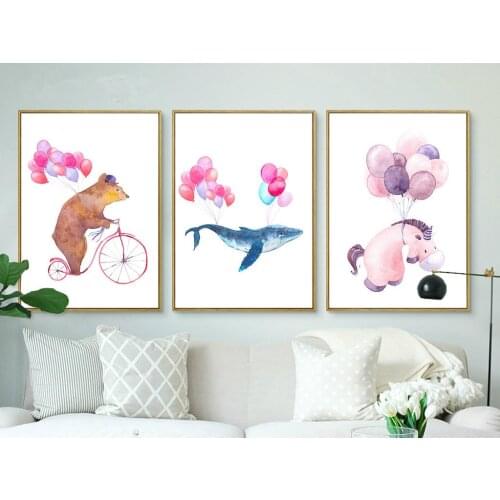 Nordic Modern Minimalist Oil Painting Balloon Dolphin Donkey Frameless Decorative Painting Living Room Canvas Painting Wall Art