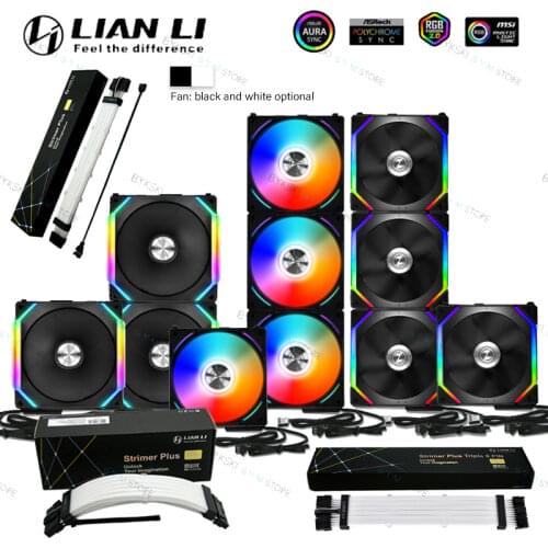 LIAN LI UNI FAN SL 120 RGB MOD HUB Kit , Modular Design 120mm Radiator Daisy Chain Cableless, Software Smart PWM Control D-RGB