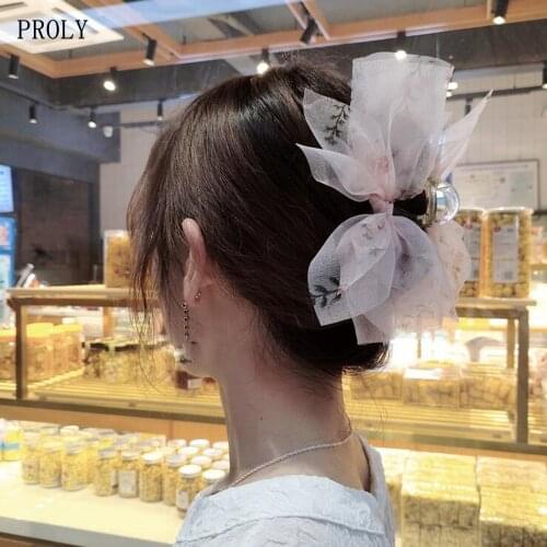 PROLY New Fashion Women Hairpins Fresh Lace Flower Hair Clips Summer Classic Bowknot Headwear Hair Accessories