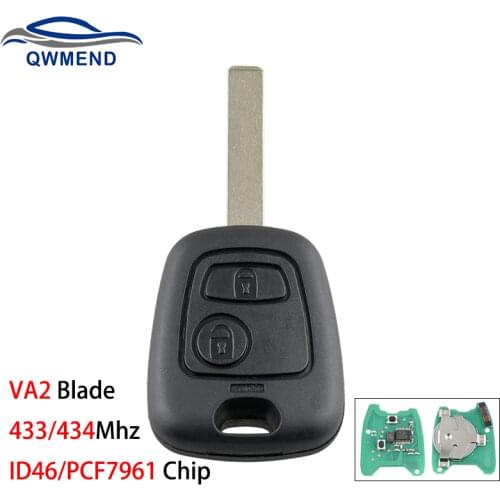 BHKEY 2 Buttons 433MHZ ID46 Chip Remote Key Keyless Entry Fob For Peugeot 307 For Citroen C1 C3 Replacement Car Key VA2 Blade