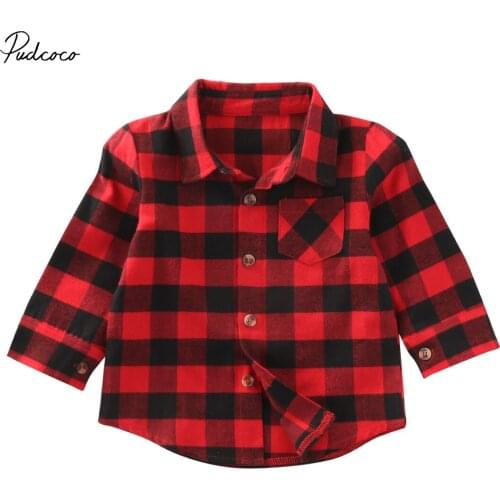 Stylish Casual Baby Boys Girl Shirt Long Sleeve Plaids Checks Tops Blouse Kids Clothes Formal Outfit 1-7y