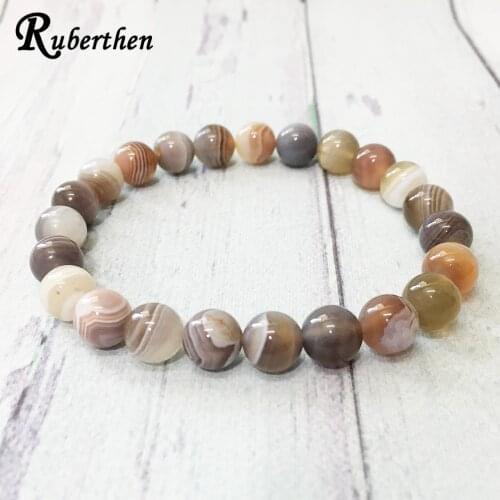 Ruberthen 8 mm AAA Grade Botswana Agates Bracelet High Quality Meditation Wrist Mala Beaded Bracelet Stress Relief Bracelet