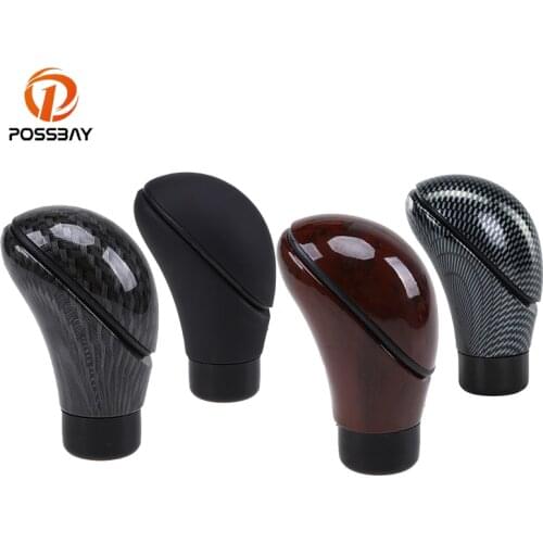 POSSBAY Universal Car Gear Shift Knob Carbon Fiber/Wooden/Red/Blue/Yellow Gear Stick Shift Knob Cover Automobiles Accessories