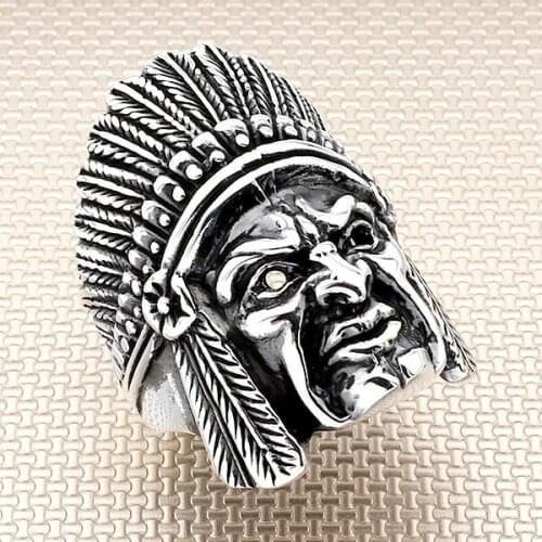 Injun Silver Ring Men Silver Ring Made In Turkey Solid 925 Sterling Silver