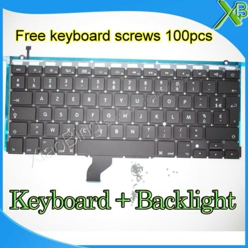 Brand New AZERTY FR French keyboard+Backlight Backlit+100pcs keyboard screws For MacBook Pro Retina 13.3" A1502 2013-2015 Years