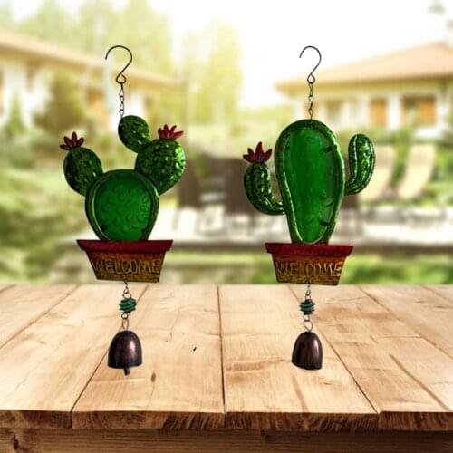 Glass Painted Cactus Wind Chime Pendant Hanging Decoretion Living Room Bedroom Decoration Coffee Shop Garden Home Decoretion