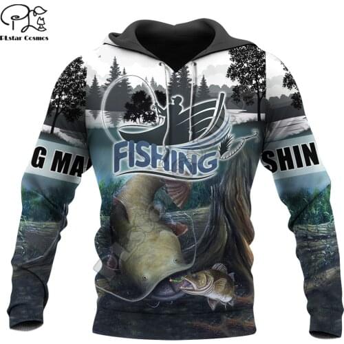 PLstar Cosmos Catfish Fishing Outdoor Fashion Mens/Women Sweatshirt Animal 3D Print Hoodies Harajuku Zipper Hooded Casual A12