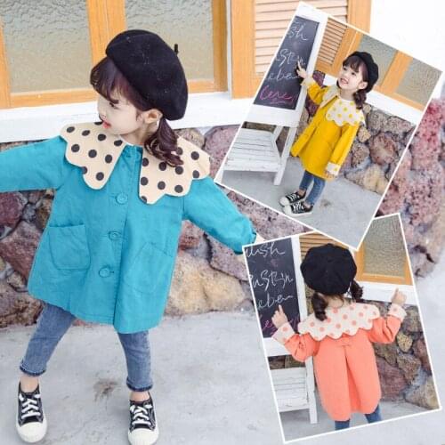 Girls Mid-length Polka-dot Windbreaker 2020 Spring New Style Korean Style Jacket Kids Trend