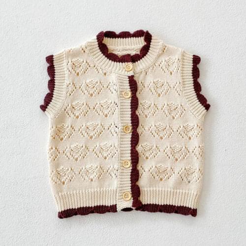 Toddler Baby Knitted Vest for Girl Fashion Patchwork Sweater Coat 2021 Autumn New 100% Cotton Kids Clothes Boys 0-3 Years