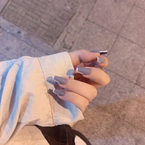 High Quality Fashion Charm Pure Color White Edge Fake Nail Clips DIY Nail Art Jewelry Decoration Accessories Tools 24pcs/box