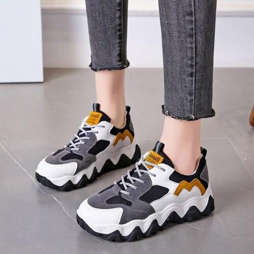 Spring Autumn Womens sneakers Fashionable color matching breathable elastic shock absorption comfortable platform shoes U21-81