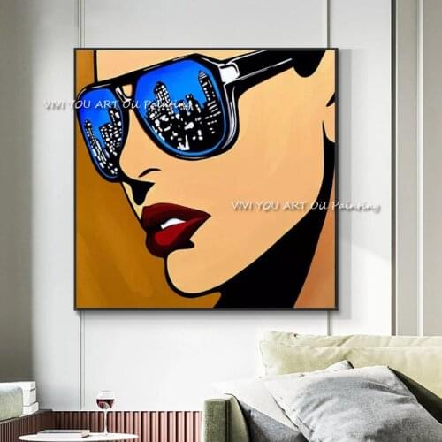 The Fantasy Woman Wearing Sunglasses Sexy Handmade Abstract Art Oil Painting On Canvas Modern Painting For Home Decor Art Figure