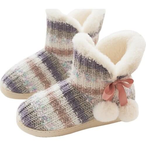 Winter Women Snow Boots Keep Warm Plush Inside Grils Cotton Shoes Mixed Color Thick Bottom Slip-on Outdoor Fur Ladies Ankle Boot