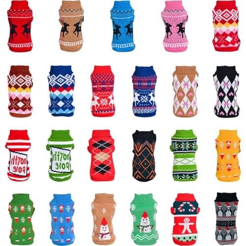 Pet Dog Christmas Cartoon Sweater Clothing For Dog Winter Clothes Classic Pet Outfit Warm Knitting Dog Clothes For XS-XXL