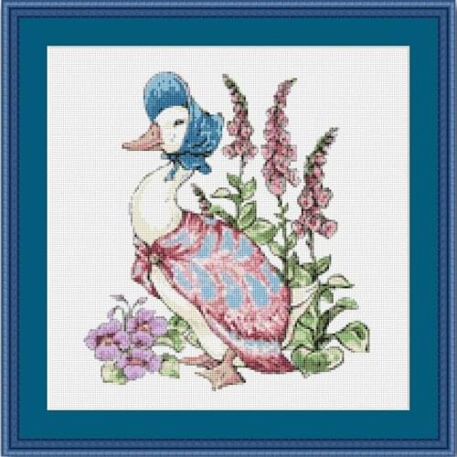 Gold Collection Embroidery Jemima Puddle Cross Stitch Kit Baby Boy with 100% Cotton Floss & Free Shipping for Customized Gifts