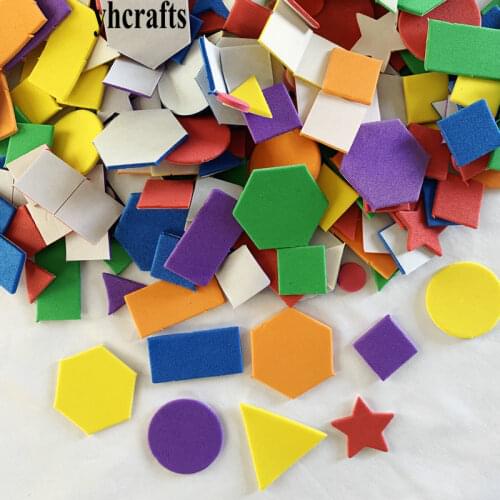 1bag/LOT,Mixed shape foam stickers Irregular geometric figure Foam puzzle Early educational toy Kindergarten crafts Handmade OEM