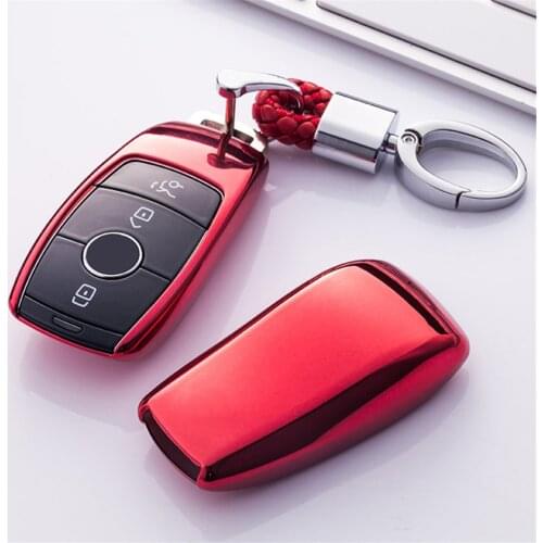 1PC TPU Auto Key Case Holder For Mercedes Benz New E Class E200 E300 AMG W213 E320 Styling Key Fob Chain Shell Cover Accessories