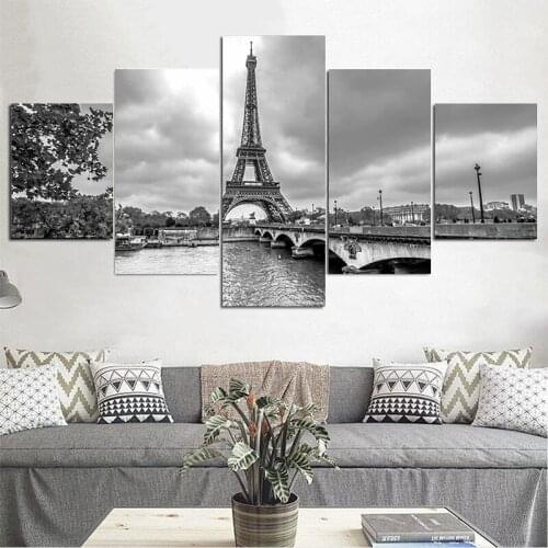 5 Pieces of Poster Wall Art Oil Painting Decoration Paris Landscape Modern Living Room Bedroom Home Decoration Without Frame