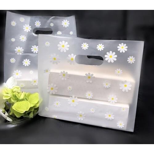 50pcs/lot 20x30x12cm Small fresh daisy plastic gift bags,plastic shopping bags,Festival gift package