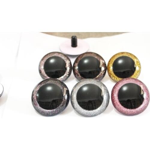 60pcs/lot 30mm/40mm /50mm big size round shape clear plastic safety toy eyes + glitter fabric+ hard washer--N6--color option
