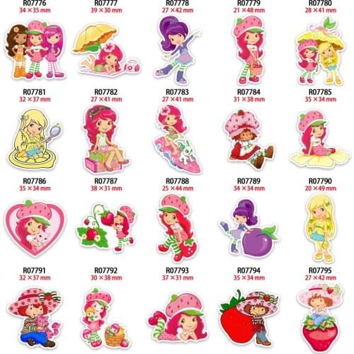 Acrylic Charms Strawberry Girl Planar Resins Printed 30pcs/lot For Phone Case Handamde Earring Decor Material R0777 R0778 R0779
