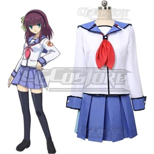 Anime Angel Beats! Nakamura Yuri Cosplay Costume Dresses School Uniform Christmas Halloween Free shipping CG709