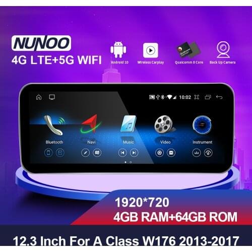 Nunoo 10.25 12.3Inch Android 10 4.5 5.0 NTG Car Multimedia Player For Mercedes Benz A CLass W176 2013-2017 4GB 64GB With GPS