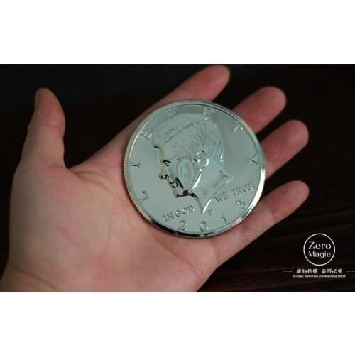 Free shipping 3 Inches Jumbo magic Coin Half Dollar Top Quality Magic props Gold/silver,magic tricks,gimmick