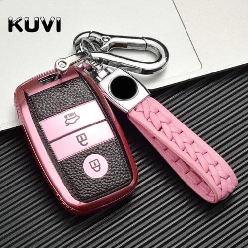 Leather Car Key Cover Case For Kia Ceed Rio Sportage R K3 K4 K5 Ceed Sorento Cerato Optima 2015 2016 2017 2018 Key Case