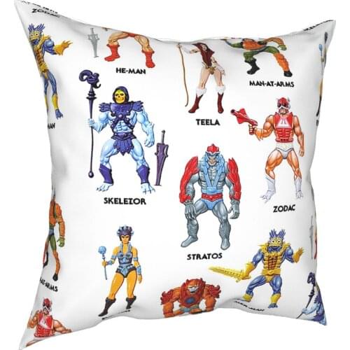 Vintage Masters Of The Universe Heroes & Villains Square Pillow Case Decorative Pillow Skeletor Heman Fashion Pillowcase