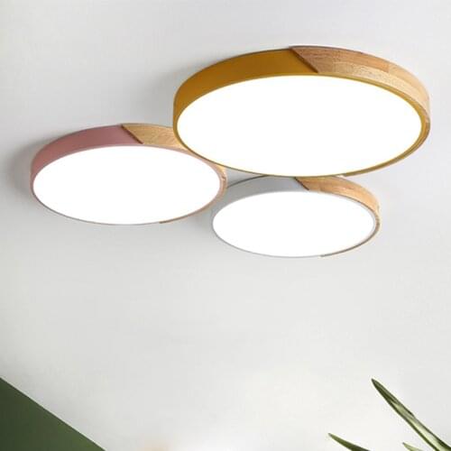 Wood LED Ceiling Light Chandelier Ultra Thin Lamp Modern Nordic For Bedroom Living Room Dining Room Kitchen Corridor Balcony