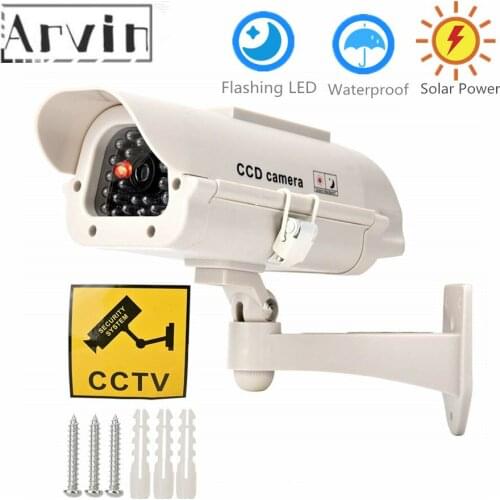 Indoor Outdoor Solar Powered Flashing LED Light Dummy Fake CCTV Security Outdoor IR Camera dummy
