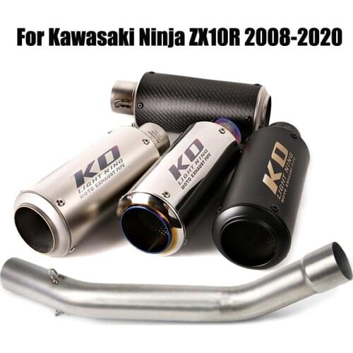 For Kawasaki Ninja ZX10R 2008-2020 Mid Link Pipe Connecting Tube Escape 51mm Exhaust Tips Muffler End Pipe Slip On Motorcycle