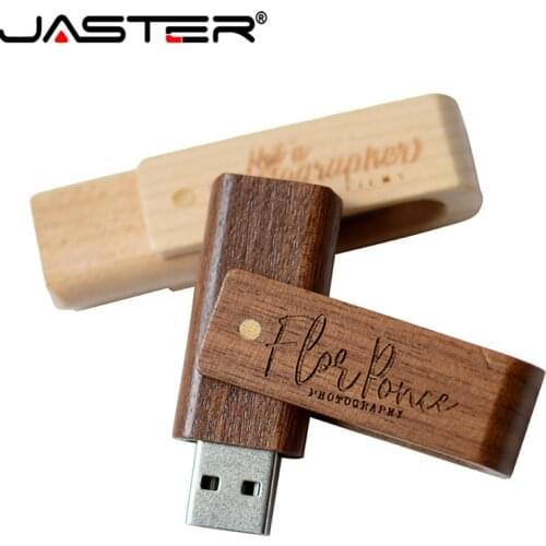 JASTER rotatable Wooden pen drive personality gift logo customized USB 2.0 flash drive memory stick 4GB 8GB 16GB 32GB 64GB
