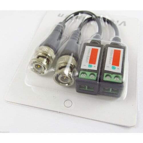 1Pairs Coax CAT5 Camera CCTV BNC Connector Video Balun with Cable Transceiver