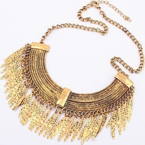 2015 fashion elegant combination crystal willow necklace Retro Curved pendant Korean fashion wholesale gold bling necklace