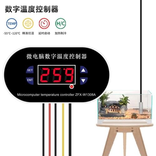 Microcomputer Temperature Controller ZFX-W1308A Digital Thermostat Control Switch Sensor Adjustable Cool Heat -55 -120 ℃ 40%off